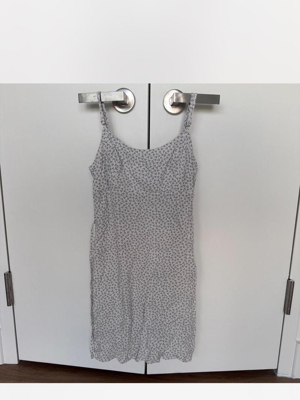 Brandy Melville Light Gray Floral Midi Slip Dress
